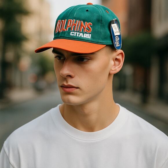 Miami Dolphins Hat NFL Vintage Script Logo Snapback Cap Teal Orange New w/ Tag - Picture 1 of 6